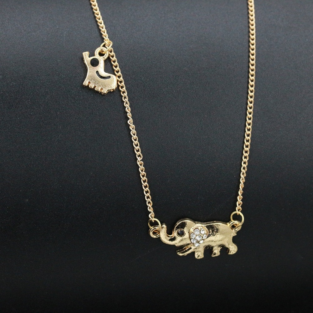 🐘 Boho Mama with Baby Elephant Gold Choker - Picture 3 of 8